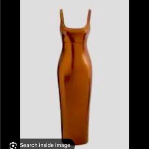 Micas Metallic Square Neck Midi Dress